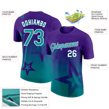 Загрузить изображение в средство просмотра галереи, Custom Purple Teal-White 3D Pattern Design Gradient Style Twinkle Star Performance T-Shirt