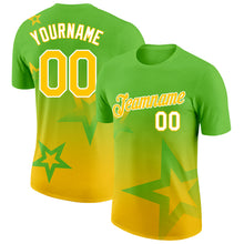 Загрузить изображение в средство просмотра галереи, Custom Aurora Green Yellow-White 3D Pattern Design Gradient Style Twinkle Star Performance T-Shirt