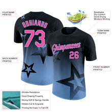 Загрузить изображение в средство просмотра галереи, Custom Black Pink-Light Blue 3D Pattern Design Gradient Style Twinkle Star Performance T-Shirt