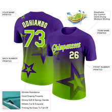 Загрузить изображение в средство просмотра галереи, Custom Purple Neon Green-White 3D Pattern Design Gradient Style Twinkle Star Performance T-Shirt