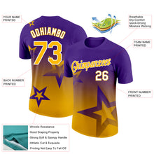 Загрузить изображение в средство просмотра галереи, Custom Purple Gold-White 3D Pattern Design Gradient Style Twinkle Star Performance T-Shirt