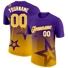 Загрузить изображение в средство просмотра галереи, Custom Purple Gold-White 3D Pattern Design Gradient Style Twinkle Star Performance T-Shirt
