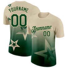 Load image into Gallery viewer, Custom Cream Green 3D Pattern Design Gradient Style Twinkle Star Performance T-Shirt