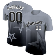Load image into Gallery viewer, Custom Gray Black-White 3D Pattern Design Gradient Style Twinkle Star Performance T-Shirt