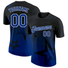 Load image into Gallery viewer, Custom Black Royal-White 3D Pattern Design Gradient Style Twinkle Star Performance T-Shirt