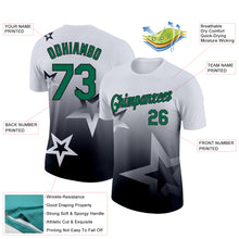 Загрузить изображение в средство просмотра галереи, Custom White Kelly Green-Black 3D Pattern Design Gradient Style Twinkle Star Performance T-Shirt