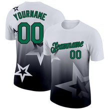 Загрузить изображение в средство просмотра галереи, Custom White Kelly Green-Black 3D Pattern Design Gradient Style Twinkle Star Performance T-Shirt