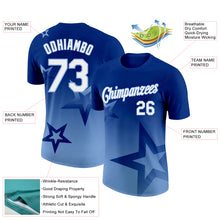 Load image into Gallery viewer, Custom Royal White-Light Blue 3D Pattern Design Gradient Style Twinkle Star Performance T-Shirt