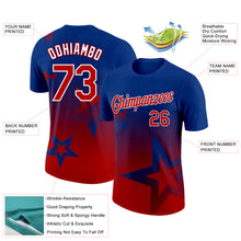 Load image into Gallery viewer, Custom Royal Red-White 3D Pattern Design Gradient Style Twinkle Star Performance T-Shirt