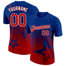 Load image into Gallery viewer, Custom Royal Red-White 3D Pattern Design Gradient Style Twinkle Star Performance T-Shirt