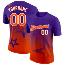 Загрузить изображение в средство просмотра галереи, Custom Purple Orange-White 3D Pattern Design Gradient Style Twinkle Star Performance T-Shirt