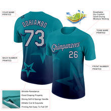 Load image into Gallery viewer, Custom Teal Gray-Navy 3D Pattern Design Gradient Style Twinkle Star Performance T-Shirt