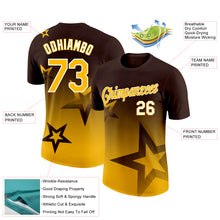 Load image into Gallery viewer, Custom Brown Gold-White 3D Pattern Design Gradient Style Twinkle Star Performance T-Shirt