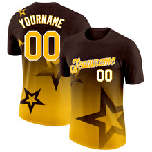 Load image into Gallery viewer, Custom Brown Gold-White 3D Pattern Design Gradient Style Twinkle Star Performance T-Shirt