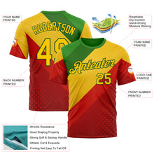 Load image into Gallery viewer, Custom Green Yellow-Red 3D Pattern Design Africa Spain Sportswear Performance T-Shirt