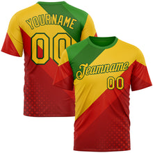Load image into Gallery viewer, Custom Green Yellow-Red 3D Pattern Design Africa Spain Sportswear Performance T-Shirt