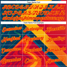 Laden Sie das Bild in den Galerie-Viewer, Custom Yellow Fire Red-Blue 3D Pattern Design Spain Marble Sportswear Performance T-Shirt