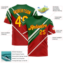 Charger l'image dans la galerie, Custom Green Yellow Red-White 3D Pattern Design Mexico Africa Sportswear Performance T-Shirt