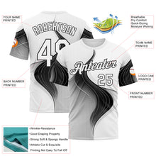 Load image into Gallery viewer, Custom White Black 3D Pattern Design Monochrome Curve Line Sportswear Performance T-Shirt