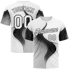 Load image into Gallery viewer, Custom White Black 3D Pattern Design Monochrome Curve Line Sportswear Performance T-Shirt