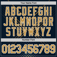 Load image into Gallery viewer, Custom Navy Old Gold-White 3D Pattern Design Geometric Shape Sportswear Performance T-Shirt