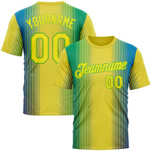 Загрузить изображение в средство просмотра галереи, Custom Yellow Light Yellow-Aurora Green 3D Pattern Design Gradient Brazil Africa Sportswear Performance T-Shirt