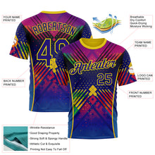 Load image into Gallery viewer, Custom Dark Purple Light Yellow-Red 3D Pattern Design Neon Chromatic Sportswear Performance T-Shirt