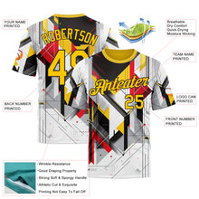 Load image into Gallery viewer, Custom White Yellow Red Black-Gray 3D Pattern Design Germany Geometric Shape Sportswear Performance T-Shirt