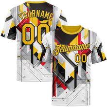 Load image into Gallery viewer, Custom White Yellow Red Black-Gray 3D Pattern Design Germany Geometric Shape Sportswear Performance T-Shirt