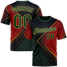Загрузить изображение в средство просмотра галереи, Custom Black Green Red-Old Gold 3D Pattern Design Germany Meixico Sportswear Performance T-Shirt