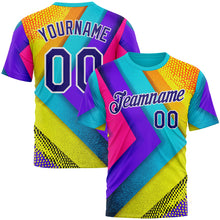 Charger l'image dans la galerie, Custom Blue Dark Purple Yellow-Pink 3D Pattern Design Chromatic Geometric Shape Sportswear Performance T-Shirt