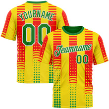 Загрузить изображение в средство просмотра галереи, Custom Yellow Grass Green Red-White 3D Pattern Design Mexico Africa Sportswear Performance T-Shirt