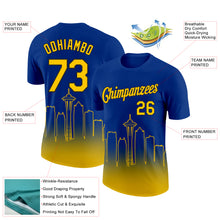 Load image into Gallery viewer, Custom Royal Yellow-Black 3D Seattle City Edition Fade Fashion Performance T-Shirt