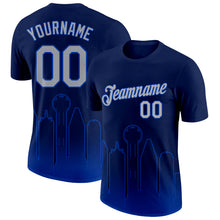 Load image into Gallery viewer, Custom Navy Gray-Thunder Blue 3D Dallas City Edition Fade Fashion Performance T-Shirt