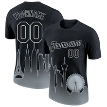 Load image into Gallery viewer, Custom Black Silver 3D Las Vegas City Edition Fade Fashion Performance T-Shirt