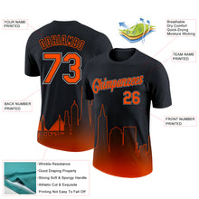 Загрузить изображение в средство просмотра галереи, Custom Black Orange-Gray 3D San Francisco City Edition Fade Fashion Performance T-Shirt