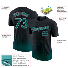 Laden Sie das Bild in den Galerie-Viewer, Custom Black Midnight Green-Gray 3D Philadelphia City Edition Fade Fashion Performance T-Shirt