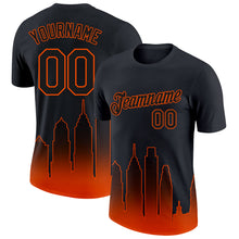 Load image into Gallery viewer, Custom Black Orange 3D Philadelphia City Edition Fade Fashion Performance T-Shirt