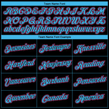 Laden Sie das Bild in den Galerie-Viewer, Custom Black Sky Blue-Pink 3D Miami City Edition Fade Fashion Performance T-Shirt