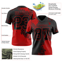 Загрузить изображение в средство просмотра галереи, Custom Black Red 3D Pattern Abstract Brush Stroke Authentic Football Jersey
