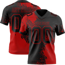 Загрузить изображение в средство просмотра галереи, Custom Black Red 3D Pattern Abstract Brush Stroke Authentic Football Jersey