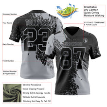 Загрузить изображение в средство просмотра галереи, Custom Black Gray 3D Pattern Abstract Brush Stroke Authentic Football Jersey