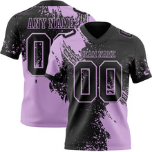 Загрузить изображение в средство просмотра галереи, Custom Black Light Purple 3D Pattern Abstract Brush Stroke Authentic Football Jersey