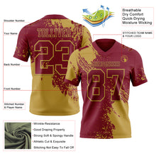 Загрузить изображение в средство просмотра галереи, Custom Crimson Old Gold 3D Pattern Abstract Brush Stroke Authentic Football Jersey
