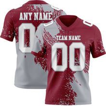 Загрузить изображение в средство просмотра галереи, Custom Crimson White-Gray 3D Pattern Abstract Brush Stroke Authentic Football Jersey