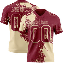Загрузить изображение в средство просмотра галереи, Custom Crimson Cream 3D Pattern Abstract Brush Stroke Authentic Football Jersey