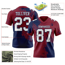 Загрузить изображение в средство просмотра галереи, Custom Crimson White-Navy 3D Pattern Abstract Brush Stroke Authentic Football Jersey
