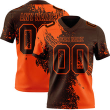 Загрузить изображение в средство просмотра галереи, Custom Brown Orange 3D Pattern Abstract Brush Stroke Authentic Football Jersey