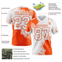 Load image into Gallery viewer, Custom White Orange 3D Pattern Abstract Brush Stroke Authentic Football Jersey