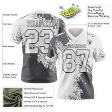 Загрузить изображение в средство просмотра галереи, Custom White Steel Gray 3D Pattern Abstract Brush Stroke Authentic Football Jersey